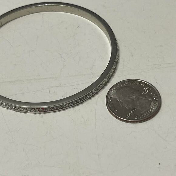 LOFT Ann Taylor silver tone bangle bracelet rhinestone signed costume jewelry - Picture 2 of 9